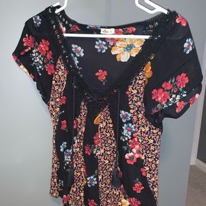 small navy blue floral shirt